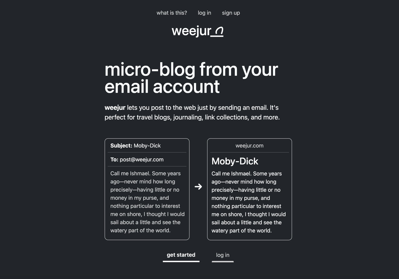 A screenshot of the old weejur website